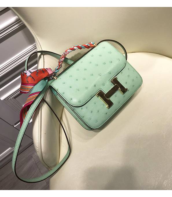 Hermes Constance 18cm Mini Bag Mint Green Real Ostrich Leather Golden Metal