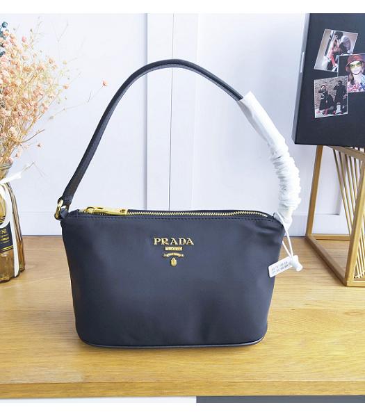 Prada Tessuto Black Nylon With Original Leather Evening Bag