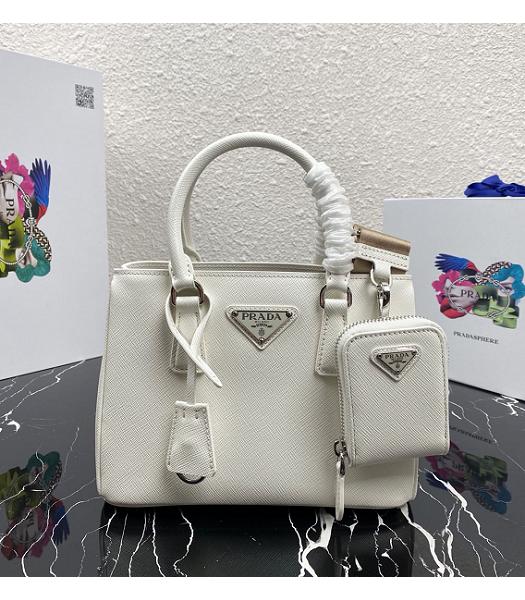 Prada Galleria White Original Cross Veins Leather Medium Tote Bag