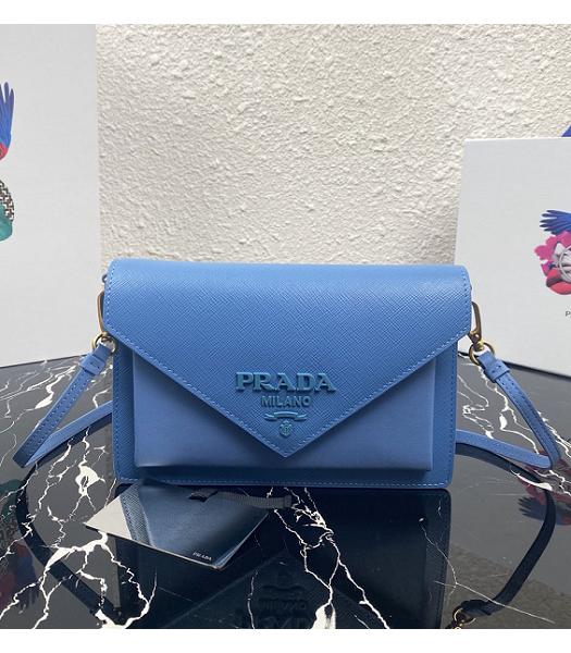 Prada Blue Saffiano Cross Veins Leather Mini Shoulder Bag