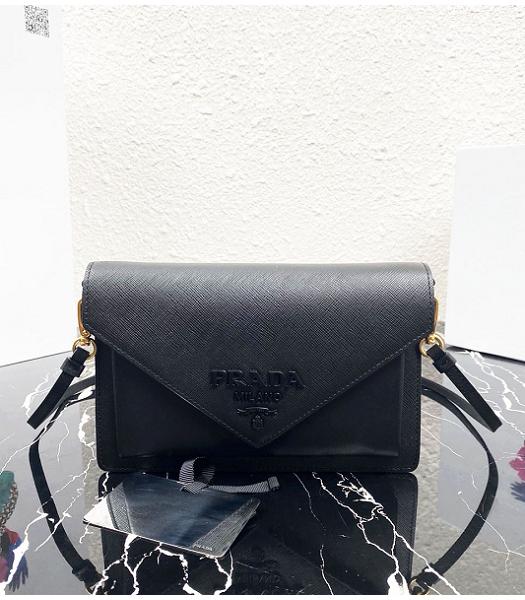 Prada Black Saffiano Cross Veins Leather Mini Shoulder Bag