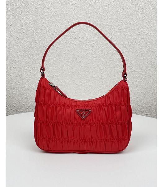 Prada Re-Edition 2000 Red Original Nylon Mini Hobo Bag