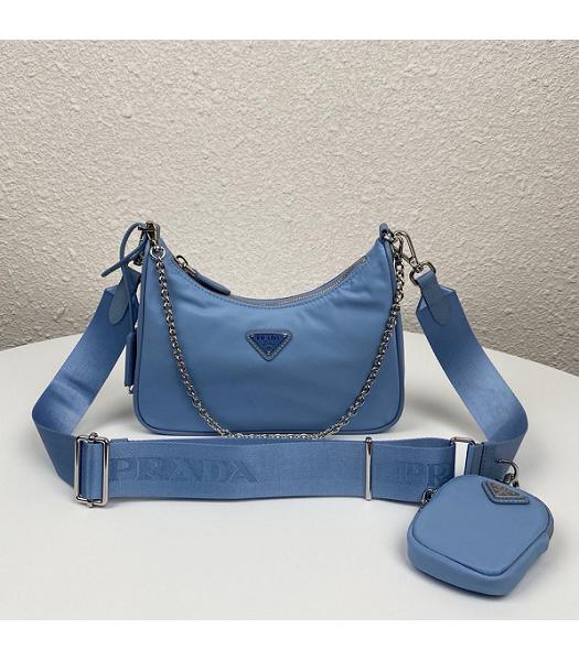 Prada Re-Edition 2005 Light Blue Original Nylon Mini Hobo Bag