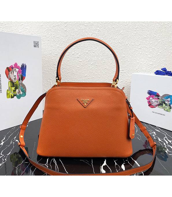 Prada Matinee Orange Original Saffiano Cross Veins Leather Mini Tote Shoulder Bag