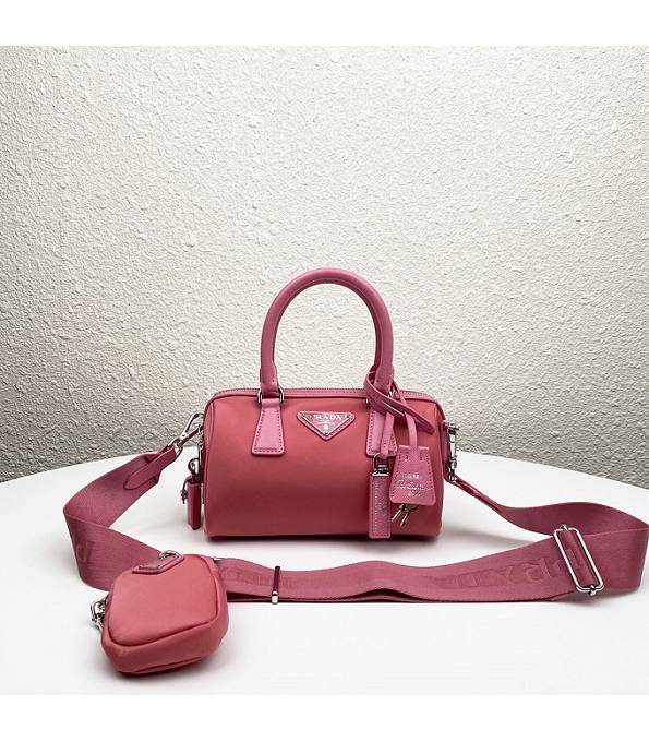 Prada Hyper Leaves Pink Nylon With Original Cross Veins Leather Pillow Bag