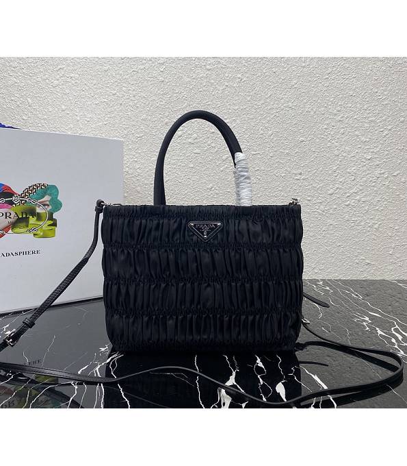 Prada Black Original Embossed Nylon Tote Bag