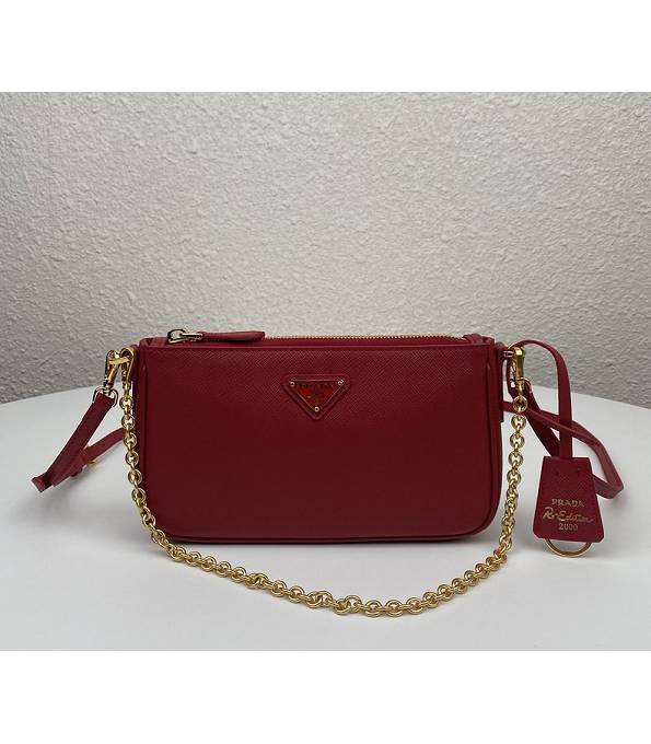 Prada Re-Edition 2000 Saffiano Red Original Cross Veins Leather Mini Bag