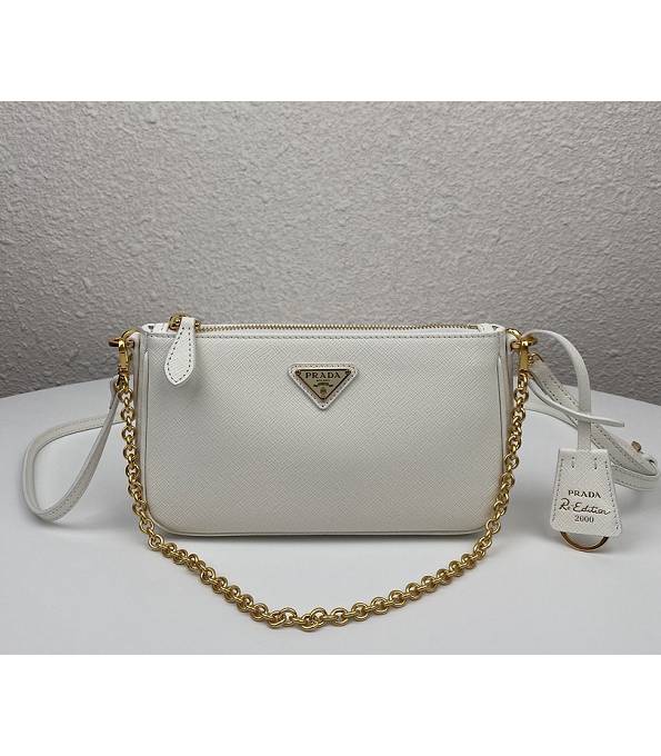 Prada Re-Edition 2000 Saffiano White Original Cross Veins Leather Mini Bag