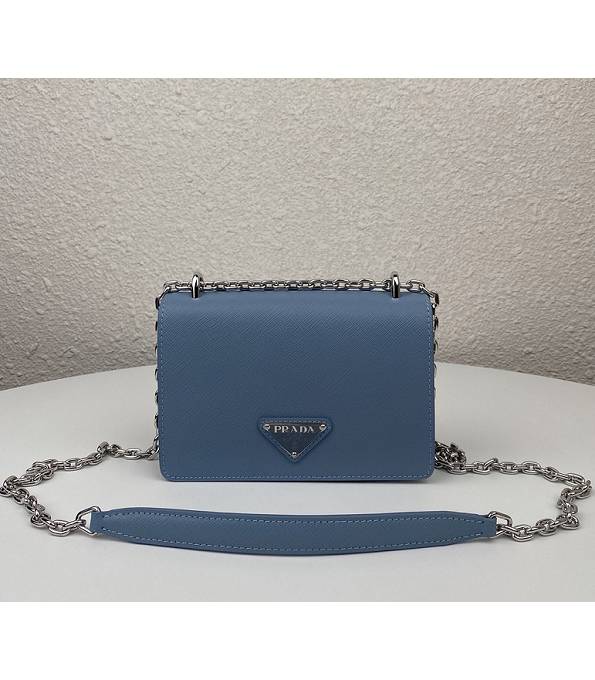 Prada Saffiano Blue Original Cross Veins Leather Small Shoulder Bag