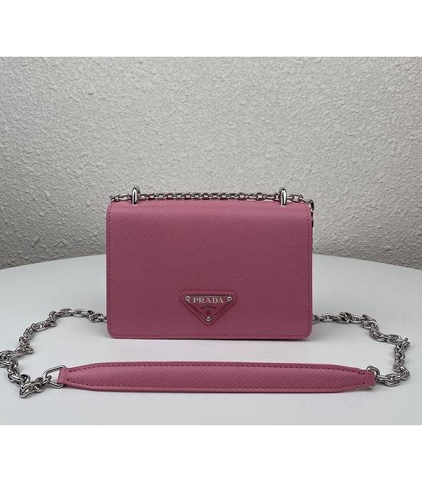 Prada Saffiano Pink Original Cross Veins Leather Small Shoulder Bag