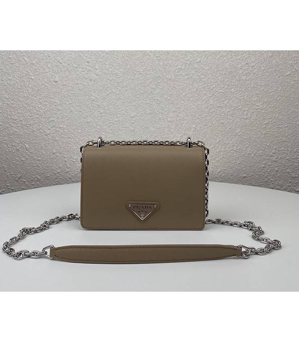 Prada Saffiano Khaki Original Cross Veins Leather Small Shoulder Bag