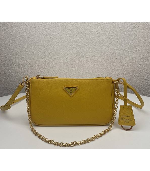 Prada Re-Edition 2000 Saffiano Yellow Original Cross Veins Leather Mini Bag