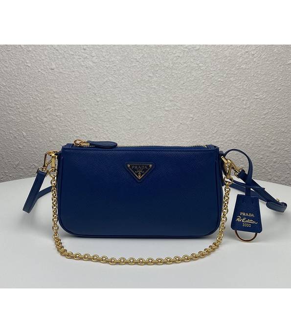 Prada Re-Edition 2000 Saffiano Blue Original Cross Veins Leather Mini Bag