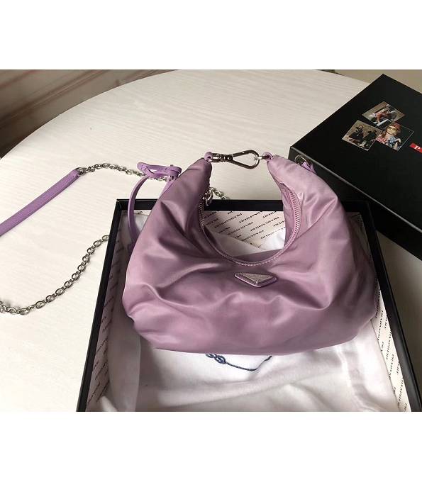 Prada Purple Nylon With Original Leather Cloud Hobo Bag