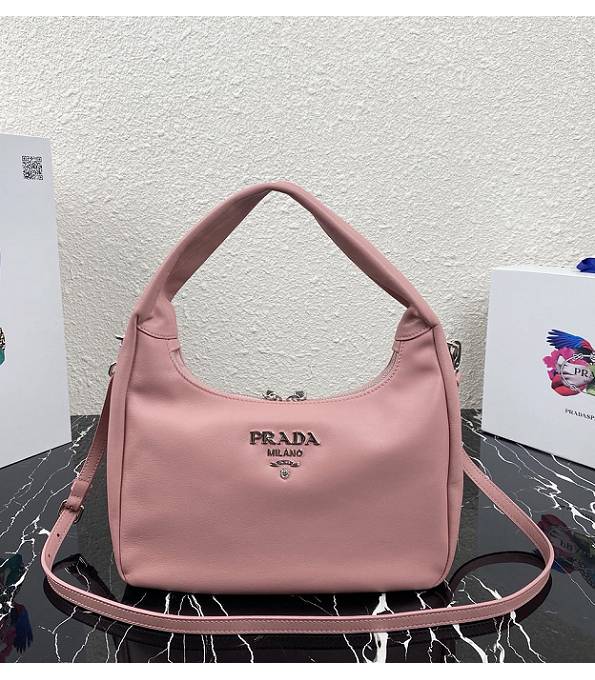 Prada Pink Original Calfskin Leather Hobo Bag With Checking IC Chip