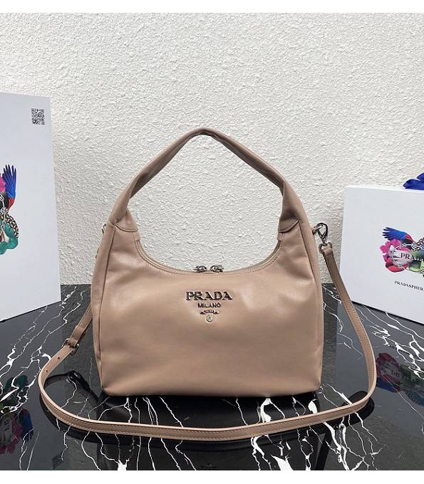 Prada Apricot Original Calfskin Leather Hobo Bag With Checking IC Chip