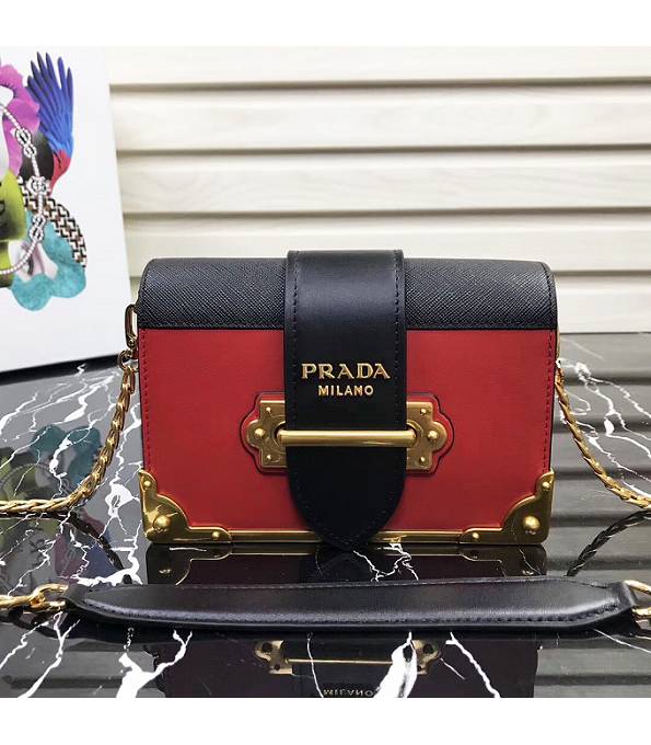 Prada Red/Black Original Calfskin Leather Cahier Bag