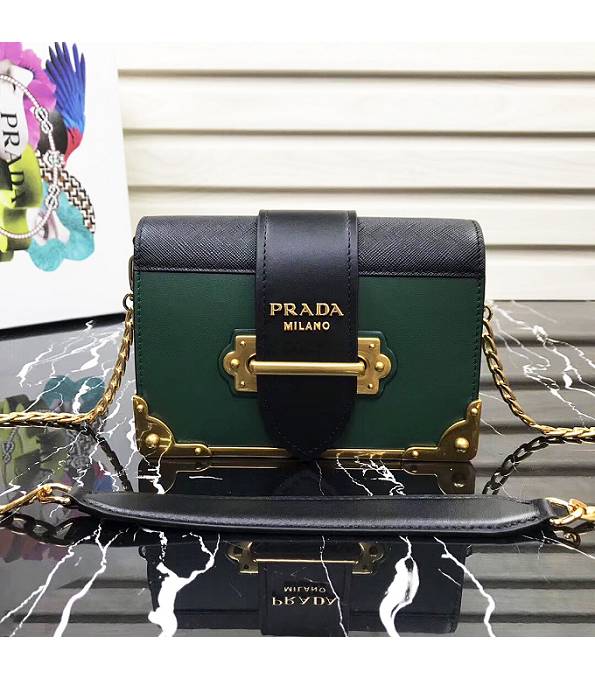 Prada Green/Black Original Calfskin Leather Cahier Bag