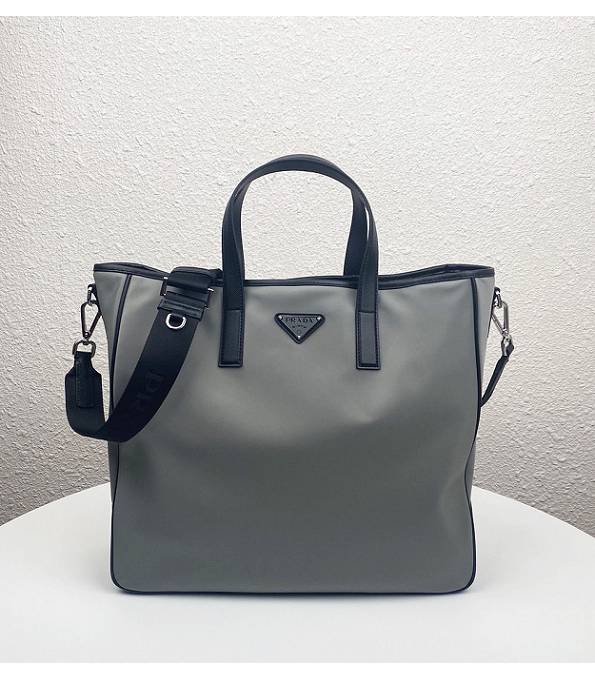 Prada Saffiano Grey Original Nylon Tote Bag