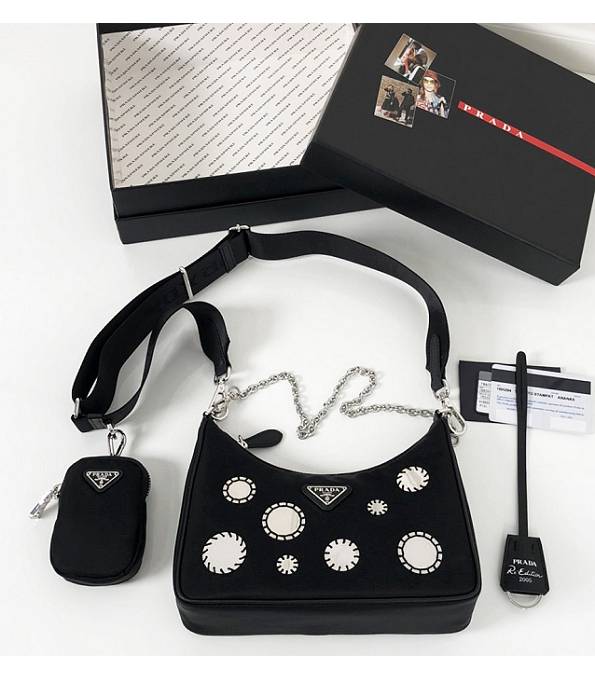 Prada Re-Edition 2005 Glass Black Original Nylon Silver Metal Mini Hobo Bag