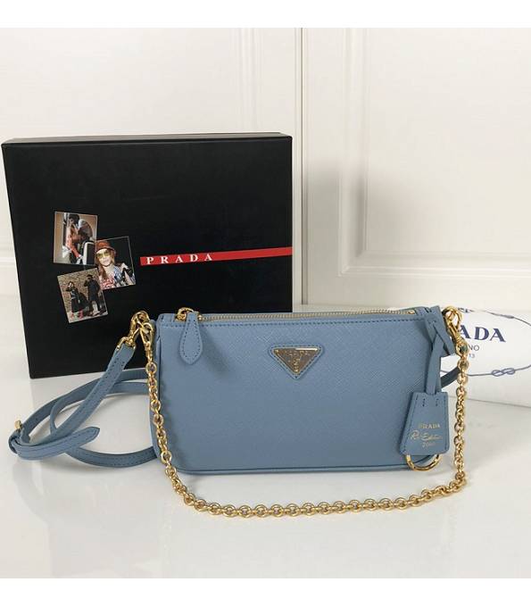 Prada Re-Edition 2000 Saffiano Light Blue Original Cross Veins Leather Mini Bag