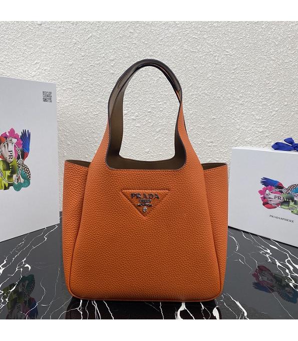 Prada Orange Original Soft Calfskin Leather Bucket Bag