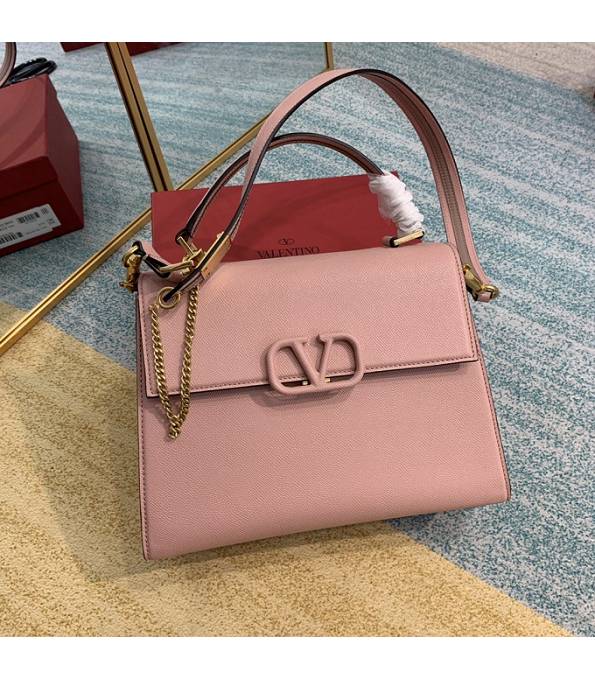 Valentino Garavani Vsling Pink Palm Veins Calfskin Leather 30cm Tote Bag