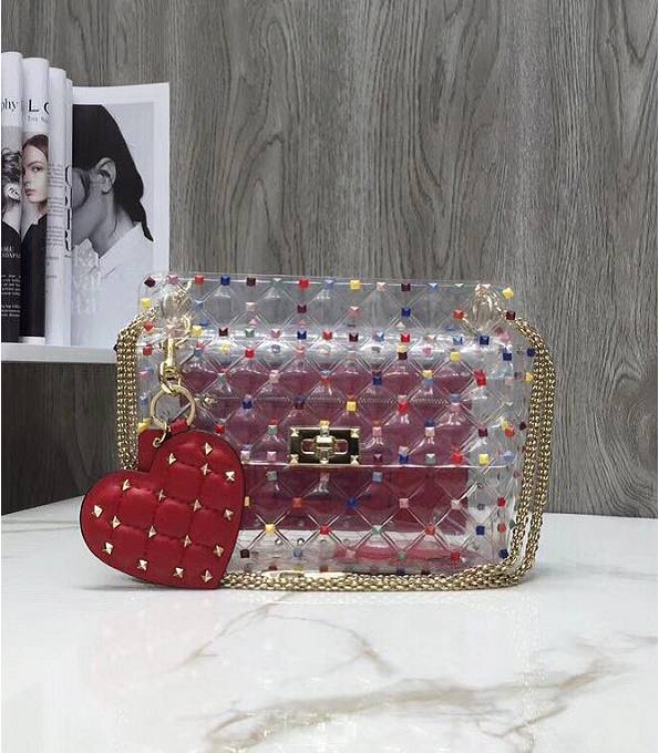 Valentino Garavani Rockstud Spike Transparent Original PVZ Colors Rivet 24cm Shoulder Bag