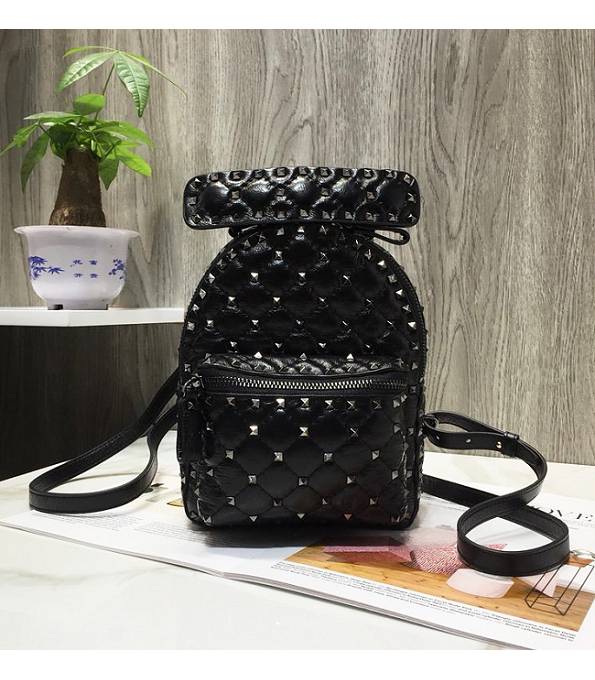 Valentino Garavani Rockstud Spike Black Original Wrinkled Lambskin Mini Backpack