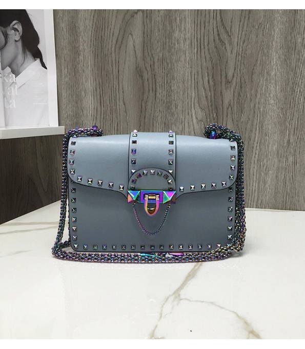 Valentino Rockstud Grey Original Calfskin Leather Colors Rivet Shoulder Bag