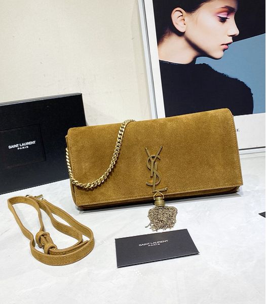 YSL Kate 99 Yellow Original Scrub Leather Golden Tassel Shoulder Bag