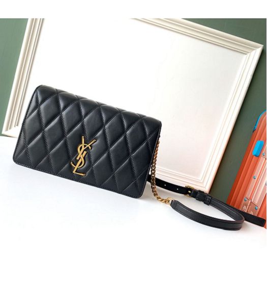 YSL Angie Black Original Monogram Quilted Lambskin Crossbody Bag Gold Metal