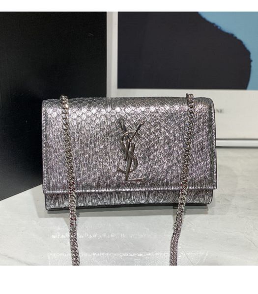 YSL Kate Silver Original Snake Veins Leather Flap Shoulder Bag