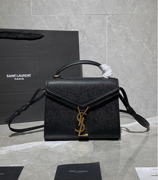 YSL Cassandra Black Original Caviar Leather Golden Metal Mini Top Handle Bag