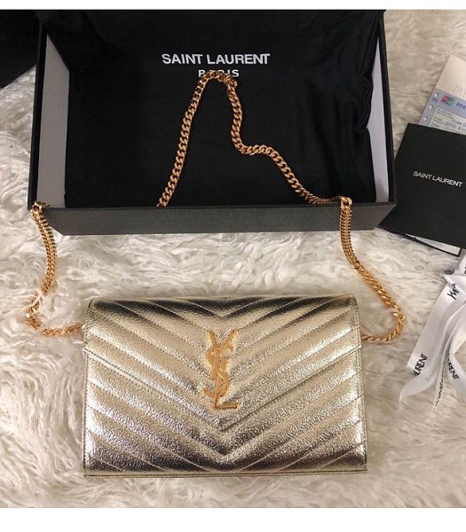 YSL Kate Golden Original Real Leather Monogram Chain Wallet