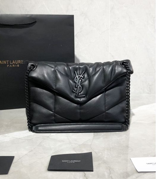 YSL Loulou Puffer Black Original Smooth Lambskin Black Metal 29cm Shoulder Bag