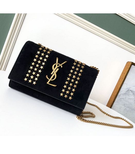 YSL Kate Star Black Original Scrub Leather Flap Shoulder Bag