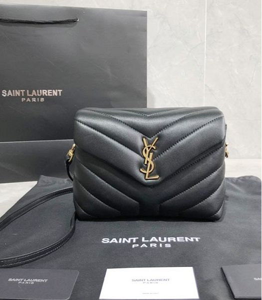 YSL Loulou Toy Black Original Matelasse Y Real Leather Golden Metal Mini Shoulder Bag