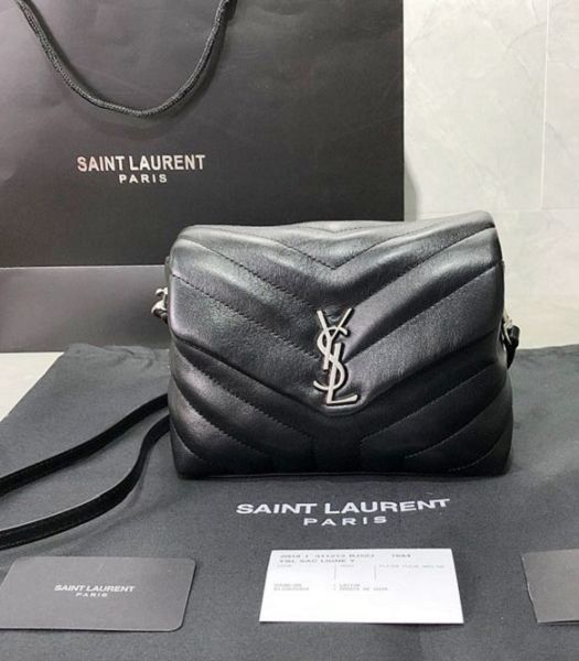 YSL Loulou Toy Black Original Matelasse Y Real Leather Silver Metal Mini Shoulder Bag