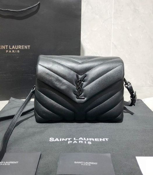 YSL Loulou Toy Black Original Matelasse Y Real Leather Black Metal Mini Shoulder Bag