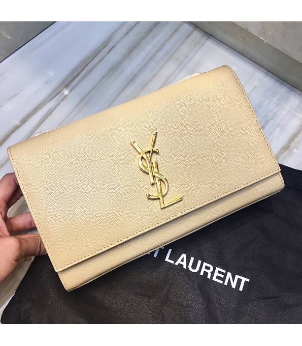 YSL Apricot Original Caviar Veins Calfskin Leather Golden Chain 24cm Small Monogram Bag