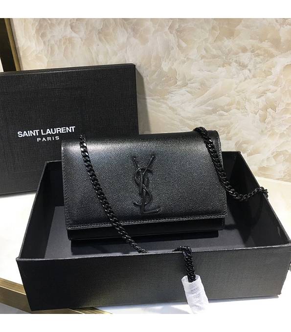 YSL Black Original Caviar Veins Calfskin Leather Black Chain 20cm Mini Monogram Bag