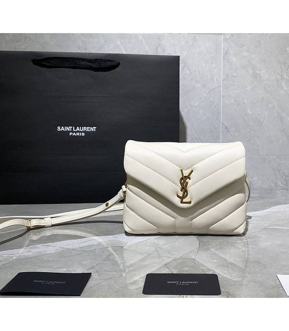 YSL Loulou White Original Matelasse Calfskin Leather Golden Metal Mini Shoulder Bag