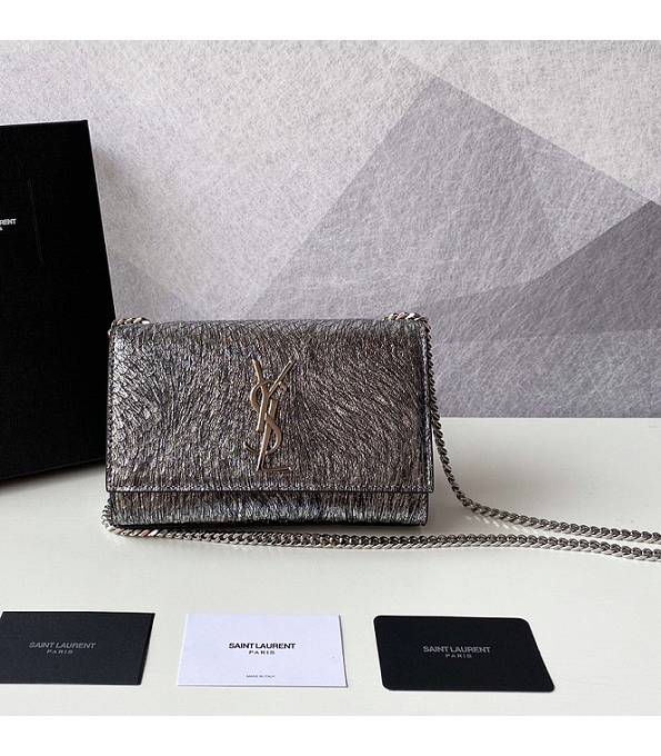 YSL Kate Silver Original Snake Veins Calfskin Leather Silver Chain 20cm Flap Bag