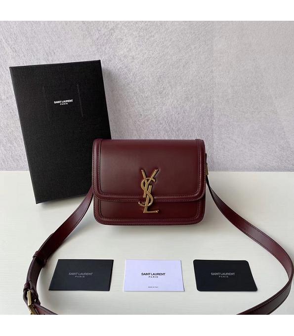 YSL Solferino Jujube Original Pin Stripes Box Real Leather Golden Metal 19cm Satchel Bag