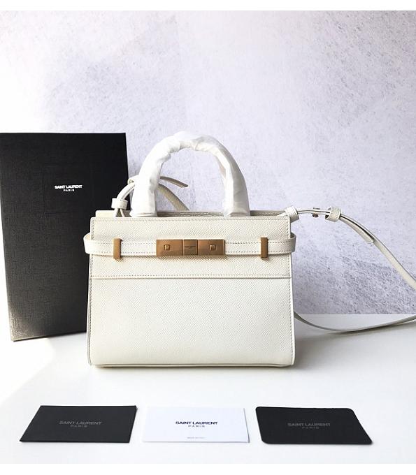 YSL Manhattan Nano White Original Palm Veins Real Leather Mini Shopping Bag