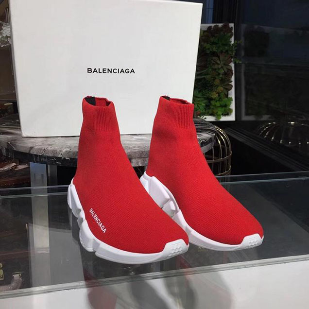 Balenciaga Speed Knit Training Sock High Top Sneakers Fall Winter 2017 Collection Red White