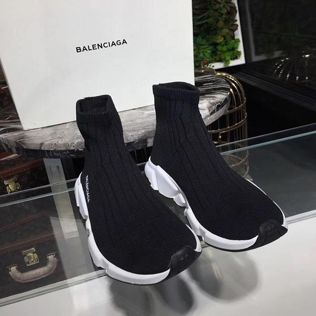 Balenciaga Speed Knit Training Sock High Top Sneakers Fall Winter 2017 Collection Black White