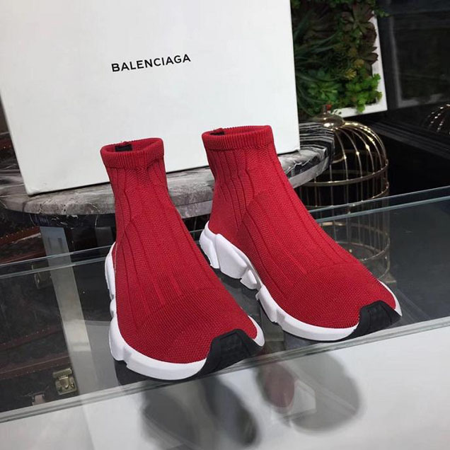 Balenciaga Speed Knit Training Sock High Top Sneakers Fall Winter 2017 Collection Cherry White