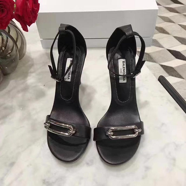 Balenciaga Open Toe Sandal Pumps Calfskin Leather Fall Winter 2017 Collection Black